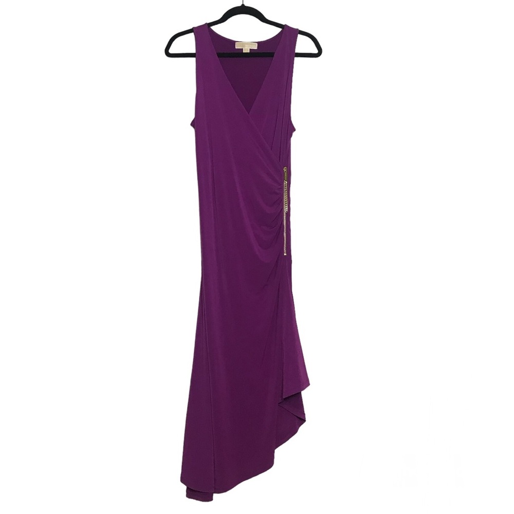 Michael Kors Purple Faux Wrap V-Neck Asymmetric Dress Sz S Whimsigoth Fairy